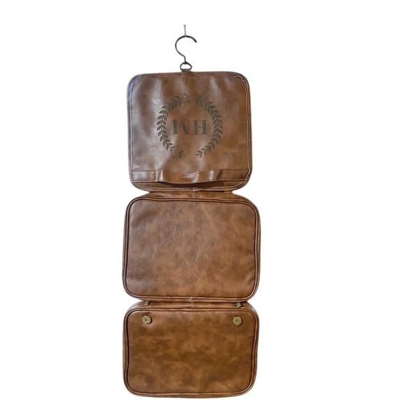 HM Travel Toiletry Makeup Bag Brown Cosmetics Shaving Organizer Men or Women - Picture 1 of 11